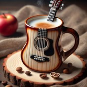 Resim 1 Gitar Kahve Fincanı Elmas Sanatı - Mozaik El Sanatları, Yuvarlak Tuval, Masaüstü Dekor için Lüks Elmas Boyama, El Yapımı Ev ve Parti Hediyeleri, Tatil Hediye Fikri | Gitar Temalı Dekorasyon | Detaylı Sanat Eseri, Kafe Aksesuarları 