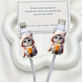 Resim 2 Adet Sevimli Kedi & Köpek Gibi (Kedi/Köpek) Telefon Şarj Koruyucu Kılıf - Dayanıklı Kablo Koruyucu, Yumuşak Kırılmaz Kablo Kılıfı, Akıllı Telefonlar, Tabletler, Dizüstü Bilgisayarlar İçin - iPhone ve Diğer Cihazlarla Uyumlu (Elektronik Parçalar Dahil Değildir) 