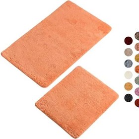 Resim Buffer Banyo paspası seti, 2 parça, dekoratif banyo halısı, el yapımı, %100 akrilik, makinede yıkanabilir, kaymaz alt yüzey, emici, uzun ömürlü ve şık, turuncu, 60 x 100 cm, 50 x 60 cm 