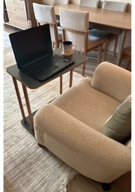 Resim Ahşap Ayaklı Ahşap Tabla C-sehpa Zigon Yan Koltuk Laptop Servis Sehpası Zigon Antrasit Gri 35x60 Antrasit 