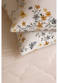 Resim Kelebek Gri Desenli 2 Li Yastık Kılıfı Pamuklu Kumaş Fermuarlı Çok Renkli 