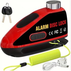 Resim Oldfriend Kırmızı Motor Fren Kilidi 110db Titreşim Sensörlü Usb Type-c Hızlı Şarj 