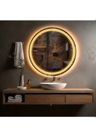 Resim Aura Amber Led'li Kumlamalı Lavabo & Banyo Aynası Dokunmatik Sensörlü 80 X 80 