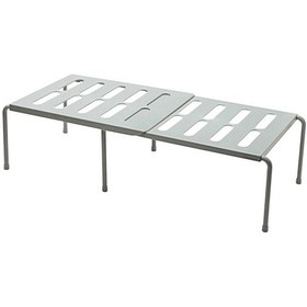 Resim Kabine Raf Genişletilebilir İstiflenebilir Mutfak Dolap Rafı Gri 