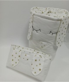 Resim Ege HOME Decoration&Accessories Ikili Set Beyaz Gold Yıldız Desen Oyuncak Kirli Sepeti 