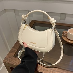 Resim 1 adet Kadınların Şık Beyaz Mini Omuz Çantası, Ayarlanabilir Askı, Altın Tonlu Donanım ve Fermuar Kapatma - Dayanıklı, Polyester Astar - Günlük Seyahat, Partiler ve Hediyeler için Mükemmel, Parti Aksesuarı, Şık Tasarım, Pürüzsüz Dokuma 