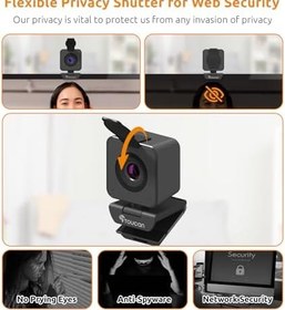 Resim TOUCAN Mikrofonlu 1080P Web Kamerası, Net Stereo Ses, Otomatik Işık Dengesi Akış Web Kamerası, 115 ° Görünüm Bilgisayar Kamerası, Skype, Zoom, FaceTime, Hangouts, PC/Dizüstü Bilgisayar/Macbook/Tablet için 