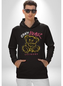 Resim Daha Fazla Dayanamıyorum Teddy Kadın Erkek Siyah Kapüşonlu Sweatshirt Hoodie Siyah 