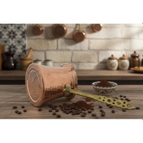 Resim Ludıa Dövme Bakır El Yapımı 248ml Cezve Kahve Cezvesi No4 