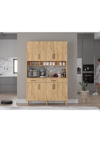 Resim Maya Kahve Köşesi Çok Amaçlı Dolap Kiler Mutfak Dolabı Çam 105 Cm Çam 