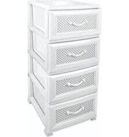 Resim Plastik Delikli Beyaz Komidin Çekmeceli Sebzelik 