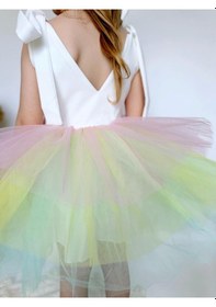 Resim Jolie Taçlı Kız Çocuk Parti Elbisesi Renkli Çok Renkli 