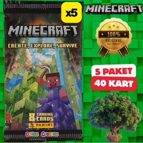 Resim Orijinal Minecraft Treadin Card (5 Paket) - Minecraft Oyun Kartları - Minecraft Koleksiyonluk Kartı Minecraft Kart 