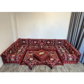 Resim Coton Şark Köşesi Belkıs Desenli Minder Takımı Kırmızı 