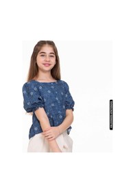 Resim Kız Kareyaka Bluz 8-14 Yaş 34400 Kblz09009 Mavi Çok Renkli 