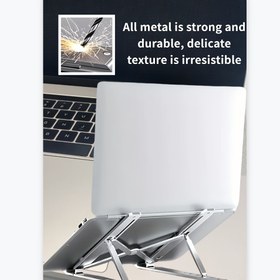 Resim Ayarlanabilir Alüminyum Dizüstü Bilgisayar Standı - Taşınabilir, Katlanabilir ve Yükseklik-Açı Desteği, Çalışma veya Çalışma Sırasında Artan Konfor ve Ergonomik Duruş İçin, Masa İçin Dizüstü Bilgisayar Standı 