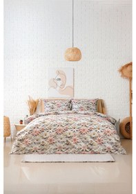 Resim Favora Picco %100 Pamuk 3d Dijital Baskı Çift Kişilik Nevresim Takımı - Pudra Pudra 
