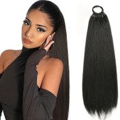 Resim Kadınlar için 66.04cm Düz Sentetik Klipsiz Kuyruk Uzatma - Giyim Kolay, Temel Tarz, Yüksek Sıcaklık Elyafı, Günlük Kullanım İçin Çok Yönlü, Günlük Kuyruk | Düz Sentetik Kuyruk | Dayanıklı Saç Parçası 