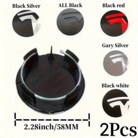 Resim Chuangyinshop 2 Adet 58mm Abs Tesla Model X Y S 3 Jant Kapakları Siyah Kırmızı Gümüş Karbon Fiber 