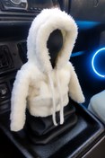 Resim Bundeba Vites Süsü Ekru Peluş Hoodie Kapüşonlu Araba Vites Topuz Süsü Oto Aksesuarı Vites Topuzu Sweatshirt 