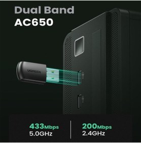 Resim Ugreen Ac650 2.4 Ve 5ghz Dual Band Usb Wifi Alıcı Ağ Adaptörü 