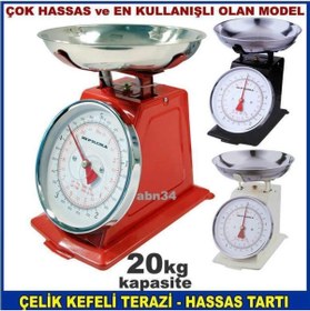 Resim abnturk Metal Gövde 20kg Kapasiteli Kefeli İbreli Manuel Terazi,100gr Hassasiyetli Pazarcı Ve Mutfak Tartısı 