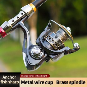Resim Full Metal Fishing Reel, Tuzlu Su ve Tatlı Su Balıkçılığı İçin Ahşap Saplı Döner Makaralı Olta Makinesi, Döner Çubuklar İçin Uygun 