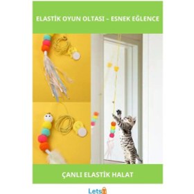 Resim Elastik Yapışkanlı Kedi Oyun Oltası Çanlı Eğlenceli Oyun 