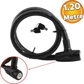 Resim Badem10 Kilit Motosiklet Kilidi Motorsiklet Bisiklet Halat Zincir Çelik Kilit Hırsız Önlem Güvenlik 120 cm 