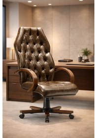 Resim Daytona Premium Yönetici Ofis Ve Büro Koltuğu Anatomik Tasarım Lüks Oturum Konforu Kahverengi 