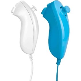 Resim Papajack Mavi Beyaz -2 Adet-Sol Sağ El Nunchuck Wii Için El Kavisli Oyun Kolu Denetleyicisi Nintendo Wii Oyun Denetleyicisi Nunchuck Wii Gamepad Için (Yurt Dışından) 
