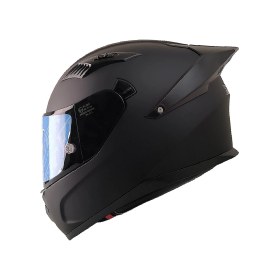 Resim Motosiklet Kask Ece 22.r06 Double Vizörlü Full Face Spoiler Motor Kaskı Mat Black Siyah 