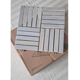 Resim Teknocan Akasya Ahşap Yer Karosu, Organik Beyaz 30X30 Cm, 10'lu Paket, 0.9 M² Yer Kaplama 