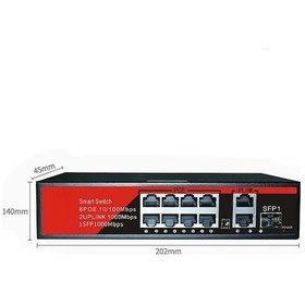 Resim Ezcool EZ-08PSF-SFP 120W 8 Port 8Fe+2ge+1sfp Gigabit Poe Switch 