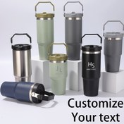 Resim 1 adet Özelleştirilebilir 20oz Paslanmaz Çelik Yalıtımlı Su Şişesi - Çift Duvar Vakum İzolasyonu, Sızdırmaz Kapak ve Taşıma Sapı, Kişiselleştirilmiş Metin, Dış Mekan, Spor Salonu, Seyahat, Araba Yolculuğu için Çoklu Renkler 