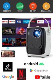 Resim TECHNOMEN Ultra HD Projeksiyon Sinema Smart Tv Android Sistemli Taşınabilir Netflix Youtube 5G Destekli 