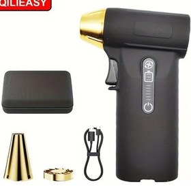 Resim Wangxi Siyah 1 Taşınabilir Turbo Üfleyici 130000rpm Fırçasız Motor Usb Şarj Edilebilir Toz Yaprak Barbekü Kömürü Klavye Elektronik Araba Temizliği 