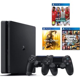 Resim Playstatıon 4 Slım 1 Tb 2 Adet Orj Kol Teşhir Ürün + Pes 21 + Mortal Kombat 11 + Gta 5 