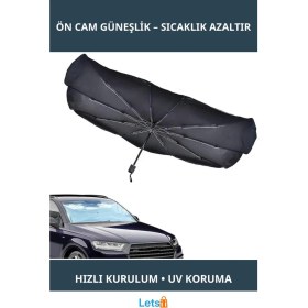 Resim Letsii Katlanabilir Güneş Koruyucu Araba Ön Cam Şemsiyesi 140X75 cm 