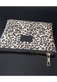 Resim Meryy Collection Clutch Simli Leopar Çanta Leopar 