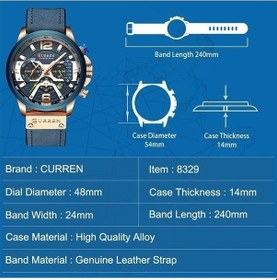 Resim Besthome1 Erkekler İçin Curren M8329 Deri Saat, Altın-siyah, Günlük Spor Model Çok Renkli 