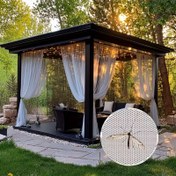 Resim Modern Ayarlanabilir Dış Mekan Gazebo Sivrisinek Ağı Perdesi Çubuk Cebi ile - Nefes Alabilen File, Anti-Sivrisinek Uçan Ekran, Veranda, Kabin, Arka Bahçe, Veranda, Pavilyon Dekoru ve Düğün Sahnesi için Makine Yıkanabilir, Işık Filtreleme, 60gsm, Dış Mekan Veranda Dekoru 