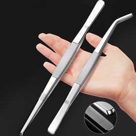 Resim Çok Fonksiyonlu Paslanmaz Çelik Cımbız, Evcil Hayvan Besleme, Dış Mekan Bonsai, Tamir, Barbekü, DIY Takı Yapımı, Akvaryum Temizliği için Uzun Dayanıklı Klips 