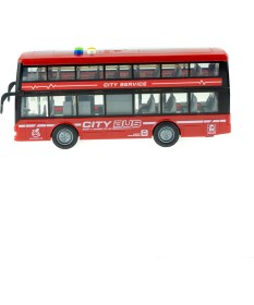 Resim Erzi Oyuncak Otobüs Iki Katlı Işıklı Sesli Sürtmeli Kırmızı 30 cm 