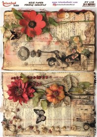 Resim Pirinç Dekopaj Kağıdı 30x42cm Pt-178 Vintage 