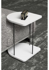 Resim Yan Sehpa Tekerlekli Servis Sehpası Hnd Oval Beyaz 