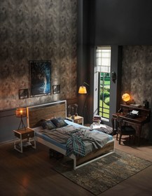 Resim Unimet Ariane Ahşaplı Çift Kişilik Metal Karyola Beyaz (AHŞAP LATALI) 