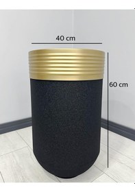 Resim Elegant Dekoratif Eskitme Darbuka Siyah Saksı 60cm 