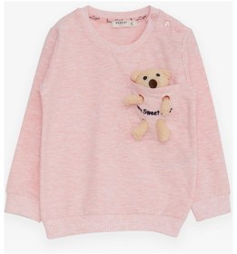 Resim Breeze Kız Çocuk Sweatshirt Ayıcık Aksesuarlı 1.5-5 Yaş, Somon Melanj-somon Melanj Somon Melanj 