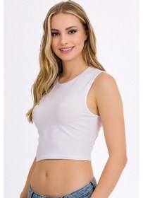 Resim Kadın Likralı Kolsuz Crop Çok Renkli 